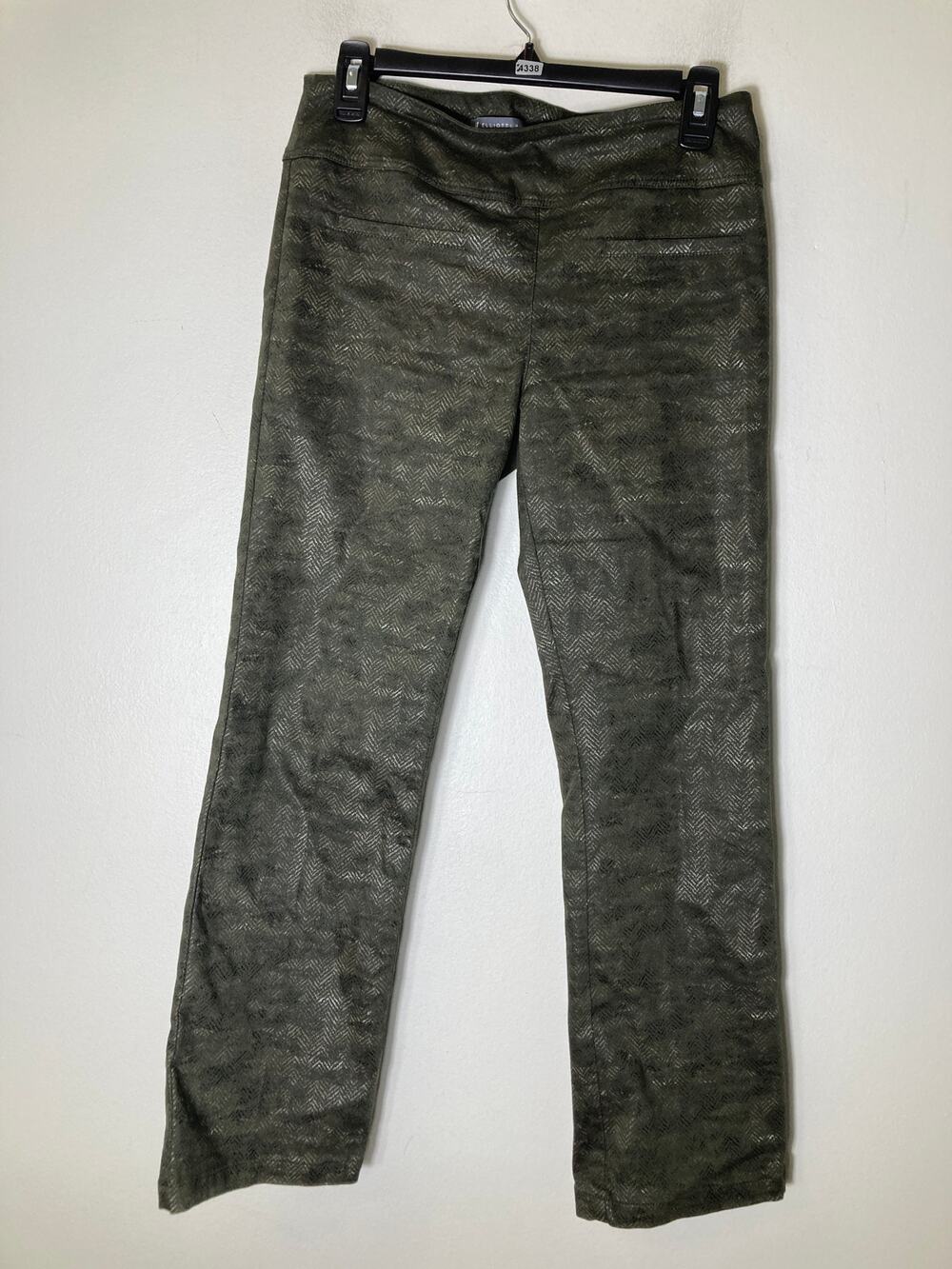 Elliot Lauren Dark Green Pull On Straight Leg Pants. Fabric has Stretch Sz 4